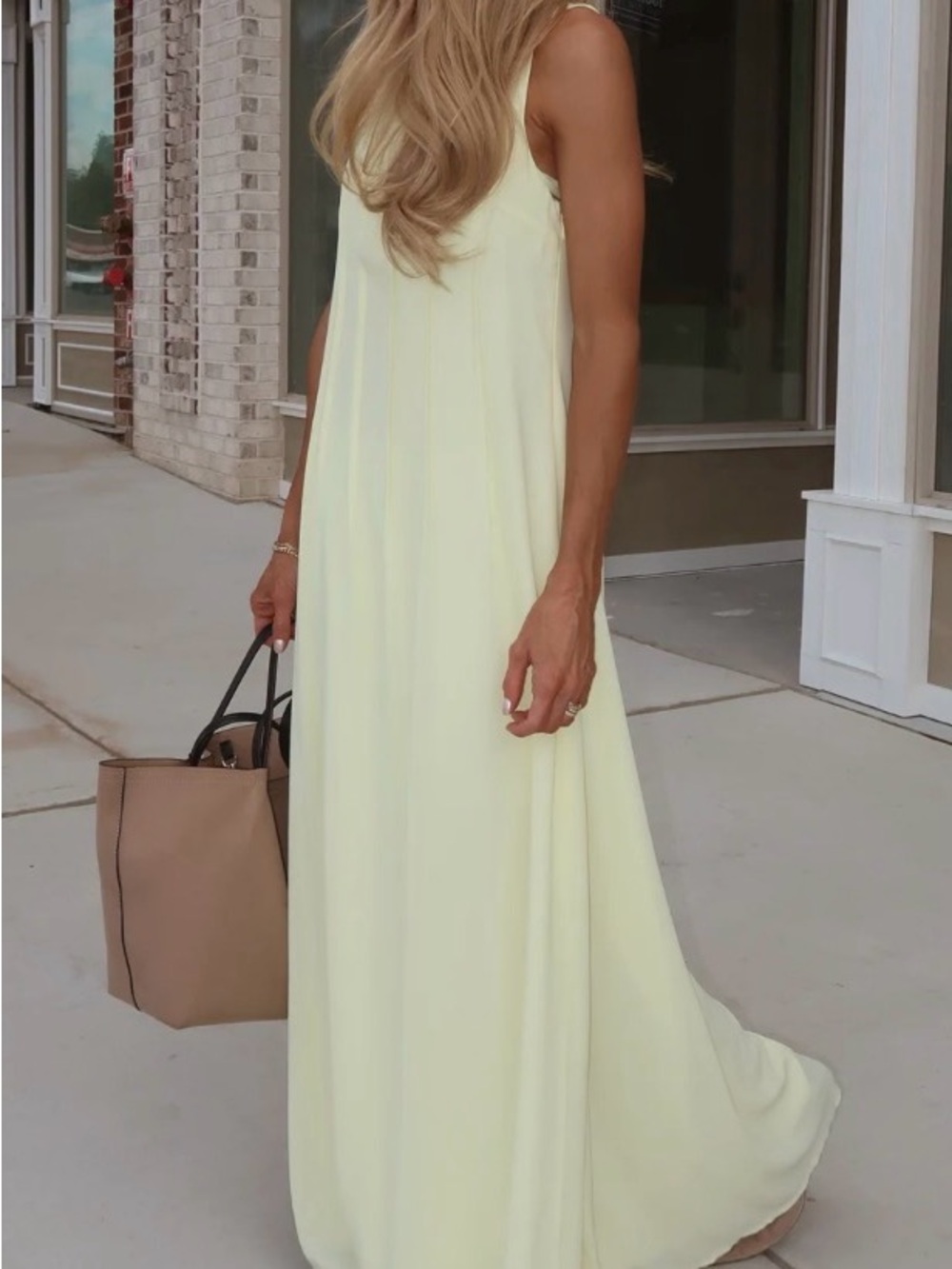 J. Peterman Sleeveless Maxi Dress in Pale Yellow